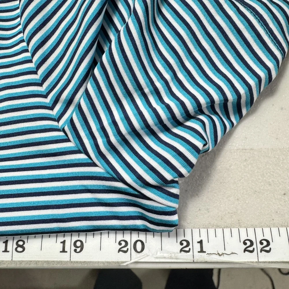 Ralph Lauren Polo Shirt Mens Small Blue White Striped‎ Stretch Golf Performance